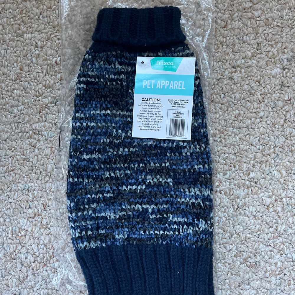 Adorable chenille sweater for small dog or cat. Size XS